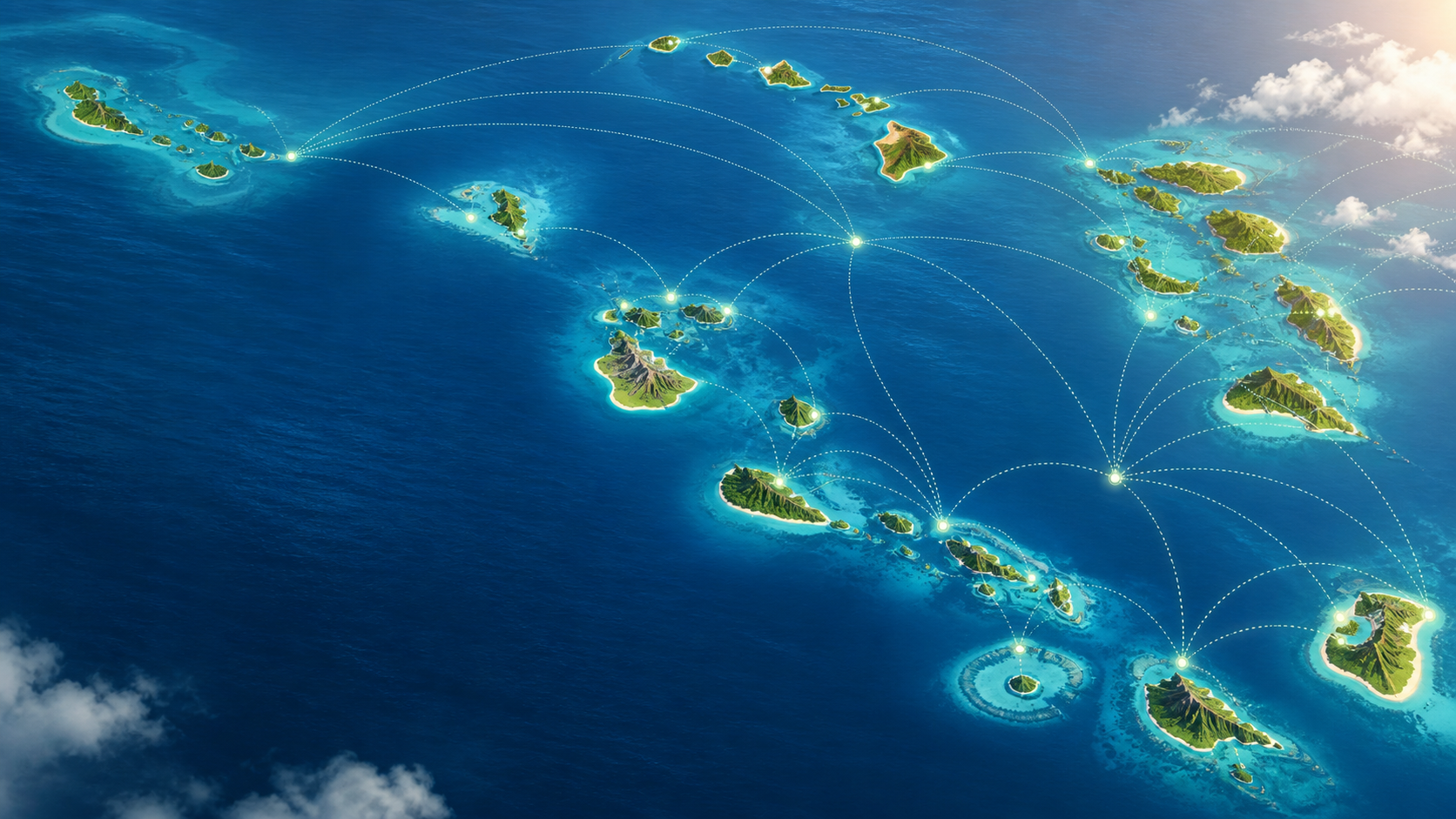 Island flight route map